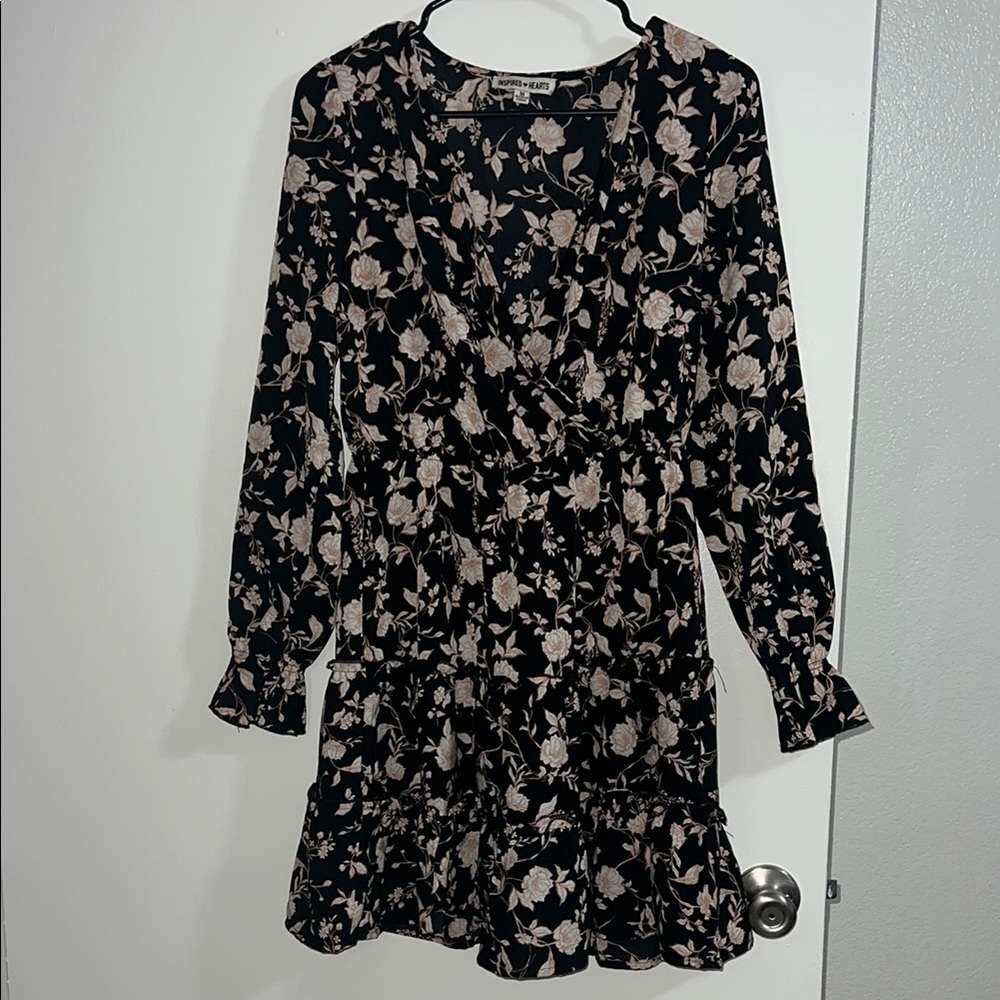 Mini Long Sleeve Flower Dress